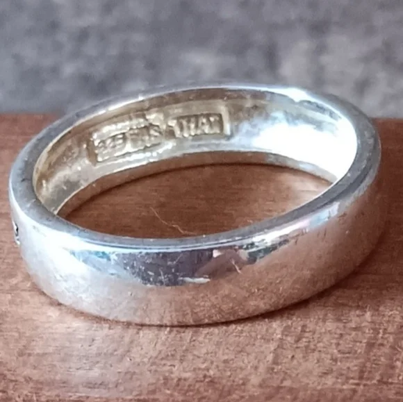 925 FAS Thai Silver Faith Love Hope Inscribed Band - Picture 6 of 7